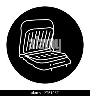 Electric grill black line icon. Kitchen device. Household appliance. Outline pictogram for web page, mobile app, promo Stock Vector