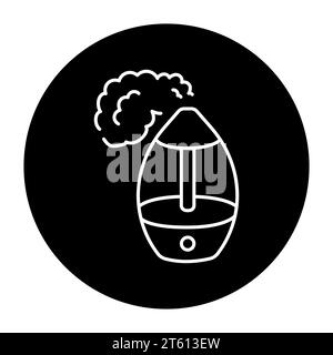 Humidifier with steam black line icon. Household appliance. Outline pictogram for web page, mobile app, promo Stock Vector