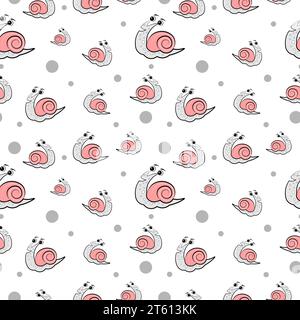 Seamless texture with snails on white background Stock Vector