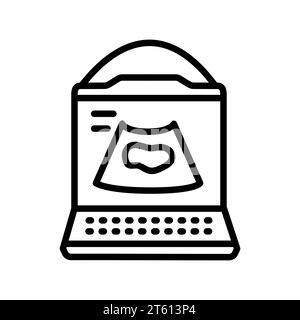Wireless ultrasound device color line illustration. Stock Vector