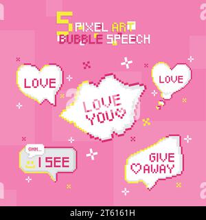 Set of pixel speech bubbles with a cartoon expression Vector Stock Vector