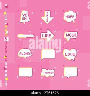 Set of speech bubbles Pixel art Vector Stock Vector