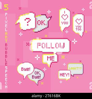 Set of pixel speech bubbles with a cartoon expression Vector Stock Vector