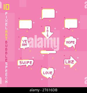 Set of speech bubbles Pixel art Vector Stock Vector