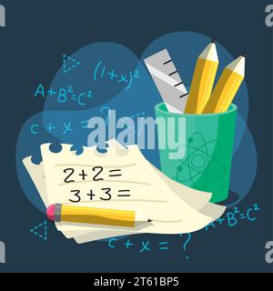 Cartoon math class concept background Vector Stock Vector