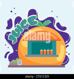 Isolated colored juice shop building sketch icon Vector Stock Vector