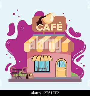 Isolated colored coffee shop building sketch icon Vector Stock Vector