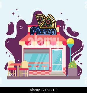 Isolated colored retro pizza shop building sketch icon Vector Stock Vector