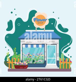 Isolated colored flower shop building sketch icon Vector Stock Vector