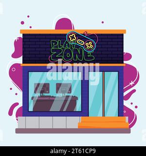 Isolated colored play zone shop building sketch icon Vector Stock Vector