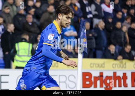 Shrewsbury, UK. 07th Nov, 2023. Shrewsbury's Tom Bayliss taken during the EFL Sky Bet League 1 match between Shrewsbury Town and Bolton Wanderers at Croud Meadow, Shrewsbury, England on 7 November 2023. Photo by Stuart Leggett. Editorial use only, license required for commercial use. No use in betting, games or a single club/league/player publications. Credit: UK Sports Pics Ltd/Alamy Live News Stock Photo