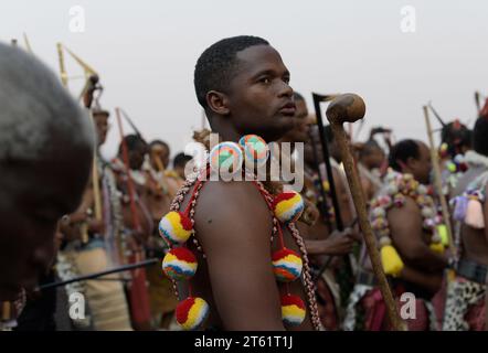Group of adult men walking, Umhlanga reed dance ceremony 2023, Kingdom