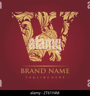 Classical opulence letter W initial monogram logo vector illustrations for your work logo, merchandise t-shirt, stickers and label designs, poster, gr Stock Vector