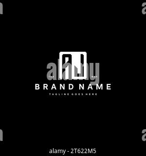 AJ monogram logo initials with square rectangular shape isolated on black background initials vector graphic template Stock Vector