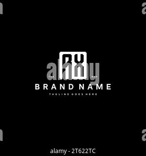 RX monogram logo initials with square rectangular shape isolated on black background initials vector graphic template Stock Vector
