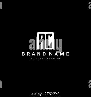 AC monogram logo initials with square rectangular shape isolated on black background initials vector graphic template Stock Vector