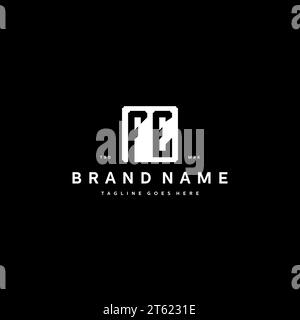 FE monogram logo initials with square rectangular shape isolated on black background initials vector graphic template Stock Vector
