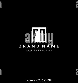 FN monogram logo initials with square rectangular shape isolated on black background initials vector graphic template Stock Vector