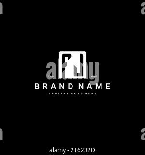 FJ monogram logo initials with square rectangular shape isolated on black background initials vector graphic template Stock Vector
