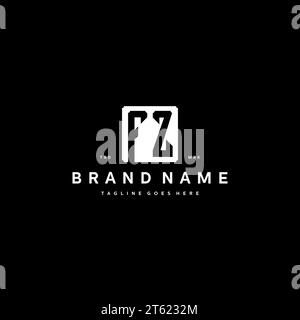 FZ monogram logo initials with square rectangular shape isolated on black background initials vector graphic template Stock Vector