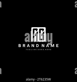 GG monogram logo initials with square rectangular shape isolated on black background initials vector graphic template Stock Vector