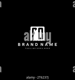 FO monogram logo initials with square rectangular shape isolated on black background initials vector graphic template Stock Vector
