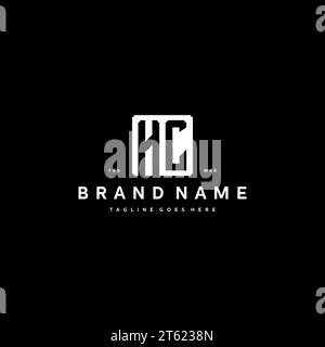HC monogram logo initials with square rectangular shape isolated on black background initials vector graphic template Stock Vector