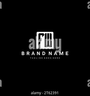 FW monogram logo initials with square rectangular shape isolated on black background initials vector graphic template Stock Vector