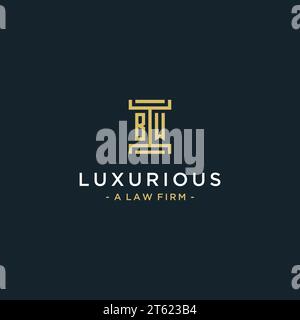 BW initial logo monogram design for legal, lawyer, attorney and law firm Stock Vector