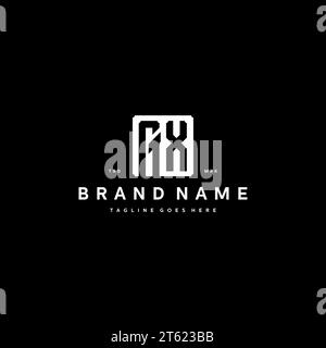 GX monogram logo initials with square rectangular shape isolated on black background initials vector graphic template Stock Vector