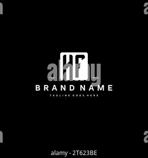 HF monogram logo initials with square rectangular shape isolated on black background initials vector graphic template Stock Vector