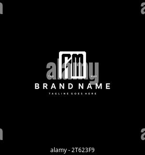 GM monogram logo initials with square rectangular shape isolated on black background initials vector graphic template Stock Vector