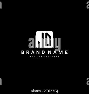 JD monogram logo initials with square rectangular shape isolated on black background initials vector graphic template Stock Vector