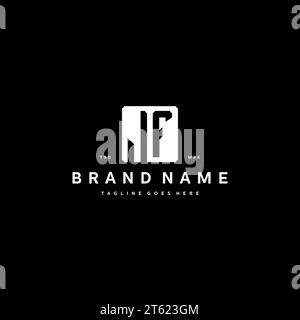 JF monogram logo initials with square rectangular shape isolated on black background initials vector graphic template Stock Vector