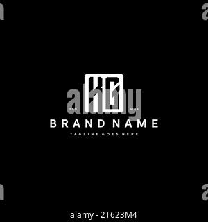 KG monogram logo initials with square rectangular shape isolated on black background initials vector graphic template Stock Vector