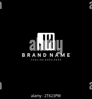 JH monogram logo initials with square rectangular shape isolated on ...