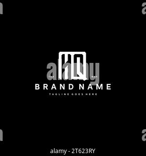 HQ monogram logo initials with square rectangular shape isolated on black background initials vector graphic template Stock Vector