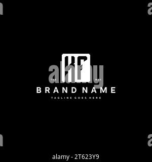KF monogram logo initials with square rectangular shape isolated on black background initials vector graphic template Stock Vector
