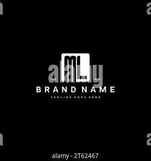 ML monogram logo initials with square rectangular shape isolated on black background initials vector graphic template Stock Vector