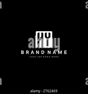 KY monogram logo initials with square rectangular shape isolated on black background initials vector graphic template Stock Vector