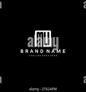 MU monogram logo initials with square rectangular shape isolated on black background initials vector graphic template Stock Vector