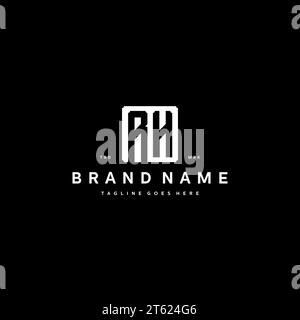RH monogram logo initials with square rectangular shape isolated on black background initials vector graphic template Stock Vector