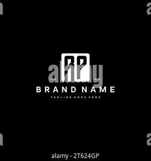 RP monogram logo initials with square rectangular shape isolated on black background initials vector graphic template Stock Vector