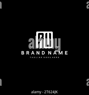 RU monogram logo initials with square rectangular shape isolated on black background initials vector graphic template Stock Vector
