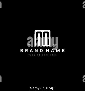 NN monogram logo initials with square rectangular shape isolated on black background initials vector graphic template Stock Vector