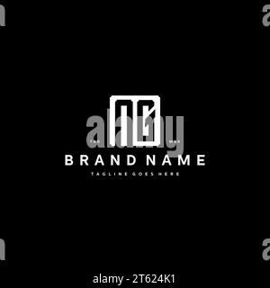 NG monogram logo initials with square rectangular shape isolated on black background initials vector graphic template Stock Vector