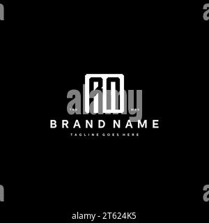 RN monogram logo initials with square rectangular shape isolated on black background initials vector graphic template Stock Vector