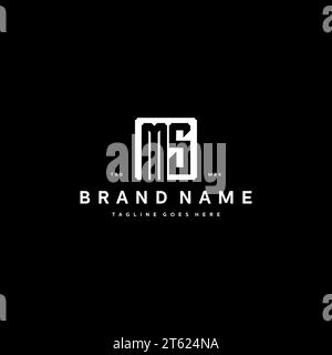 MS monogram logo initials with square rectangular shape isolated on black background initials vector graphic template Stock Vector