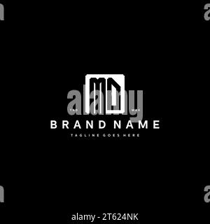 MD monogram logo initials with square rectangular shape isolated on black background initials vector graphic template Stock Vector