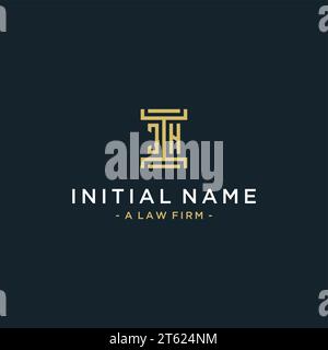 Jh Initial Monogram Logo For Law Firm Lawyer Or Advocate With Pillar Icon Design Ideas Stock